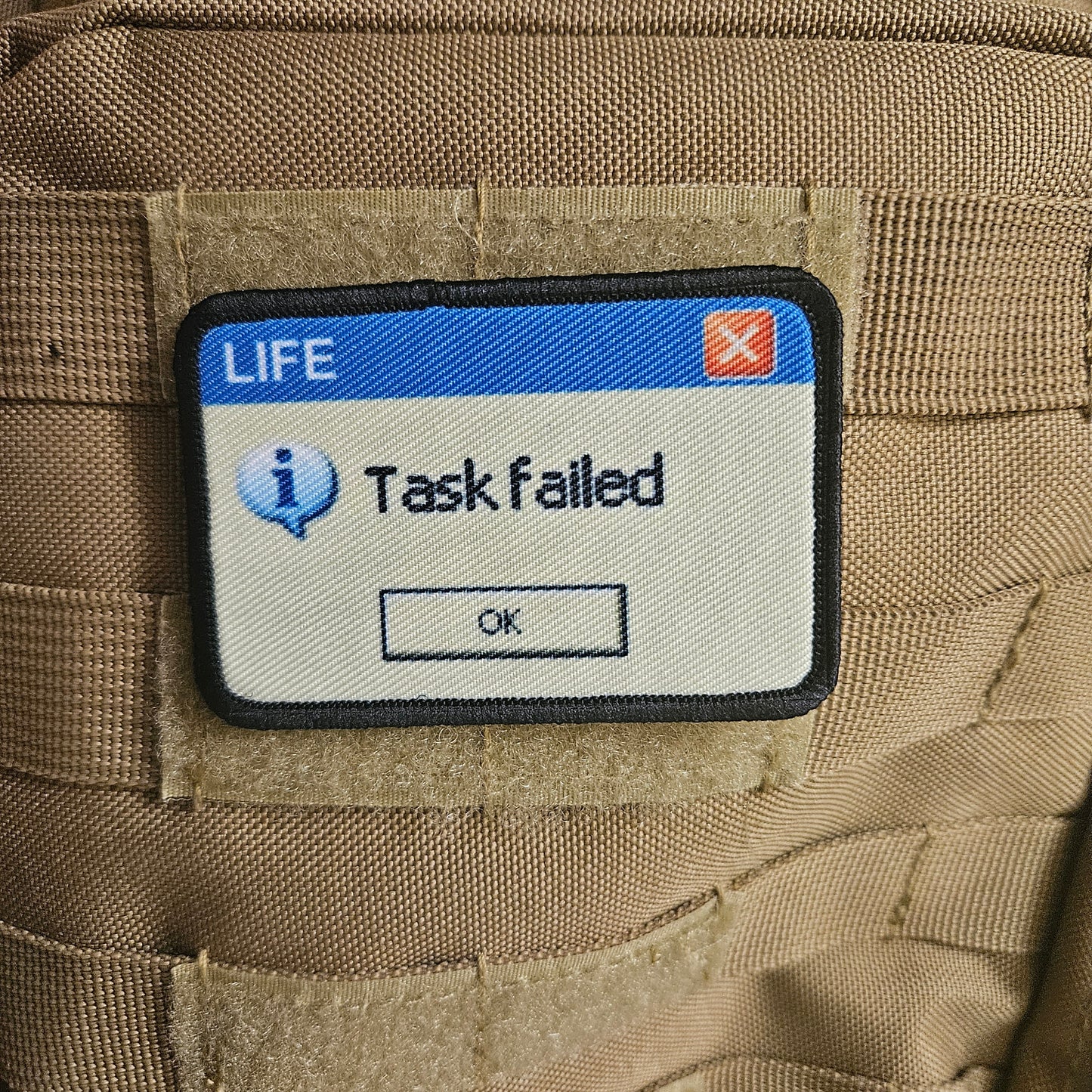 Failing at life computer error  2"x3" removable morale patch with hook and loop backing