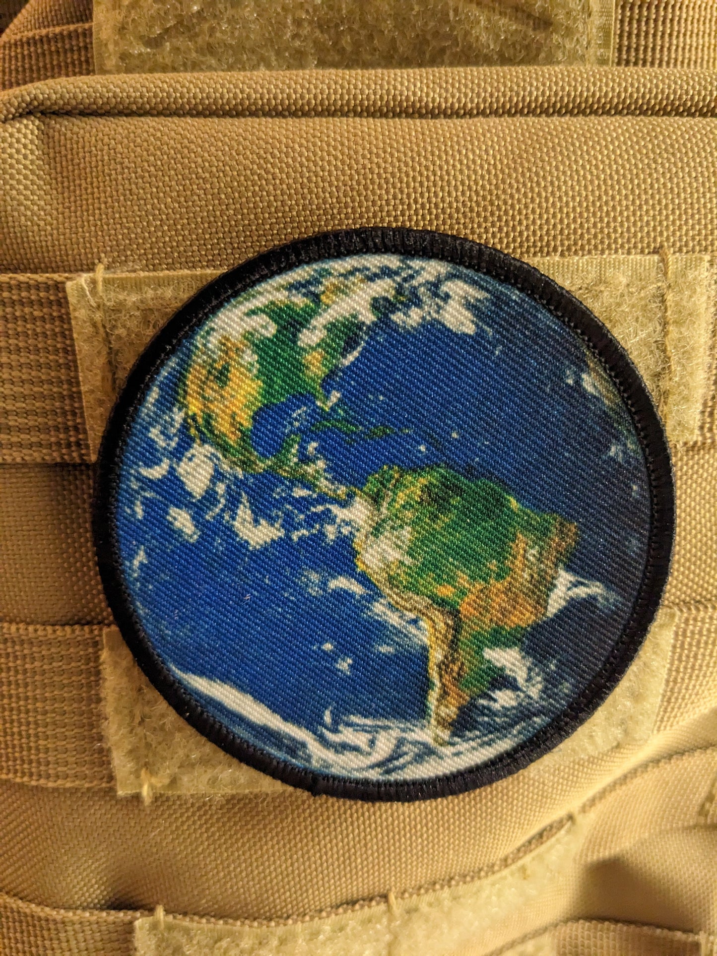 Flat earth meme globe 3" circle morale patch with hook and loop backing
