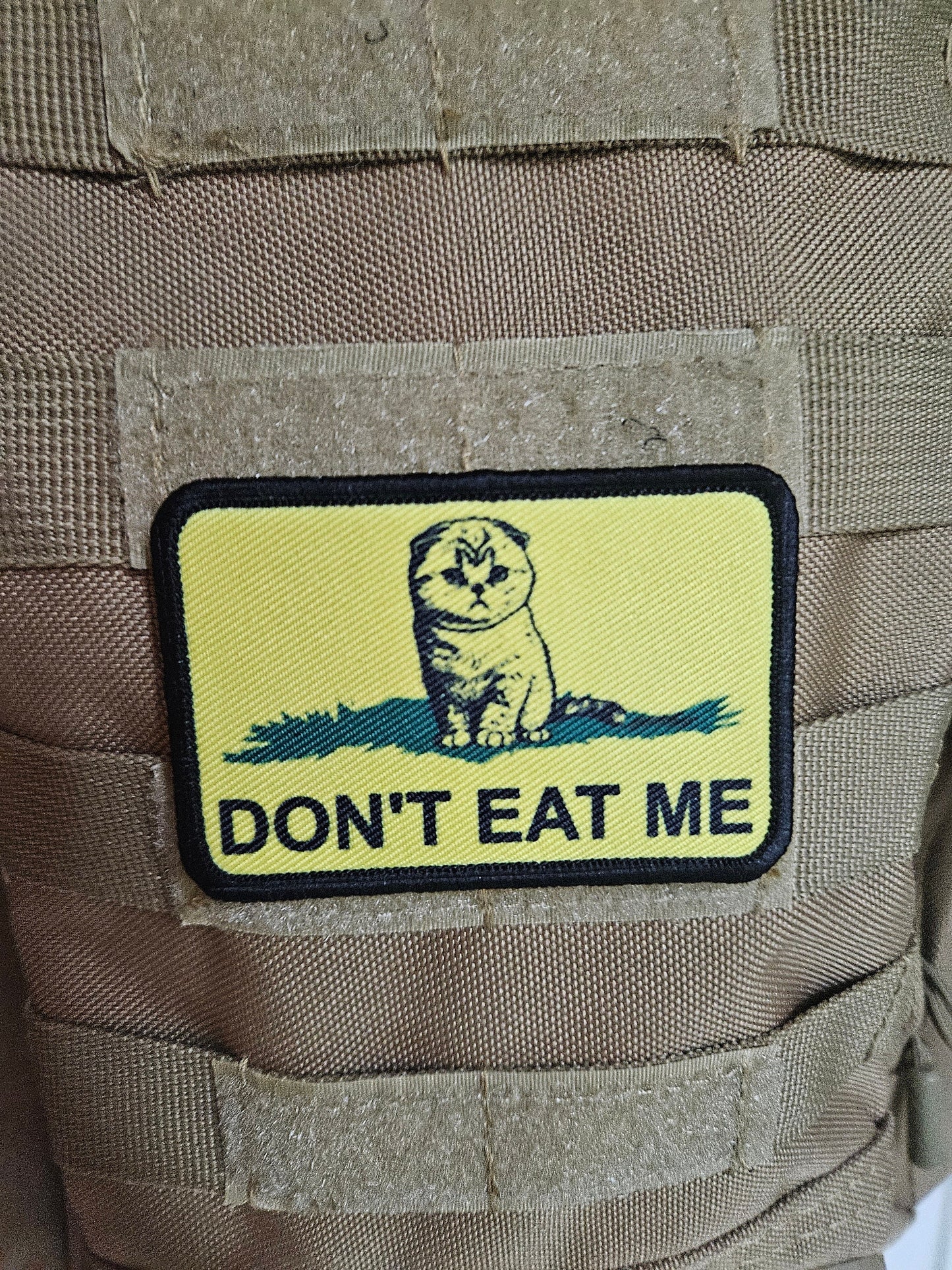 eating the cats kitten pet Gadsden flag meme 2"x3" removable morale patch with hook and loop backing