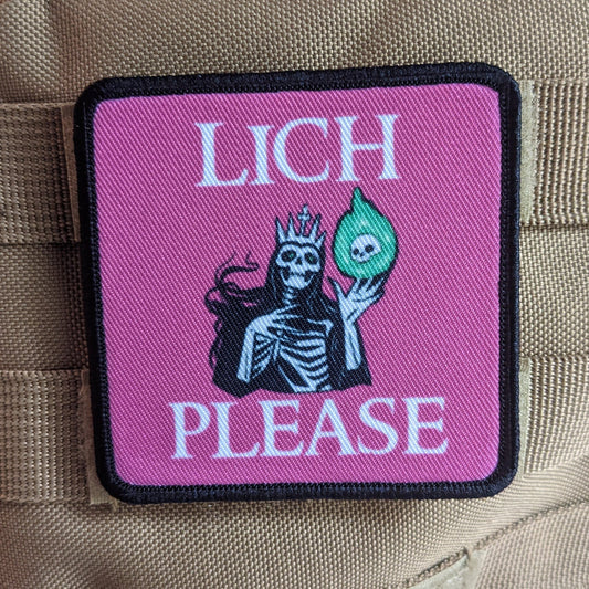 Lich please dnd dungeons and dragons Morale patch 3x3" square patch with hook and loop backing