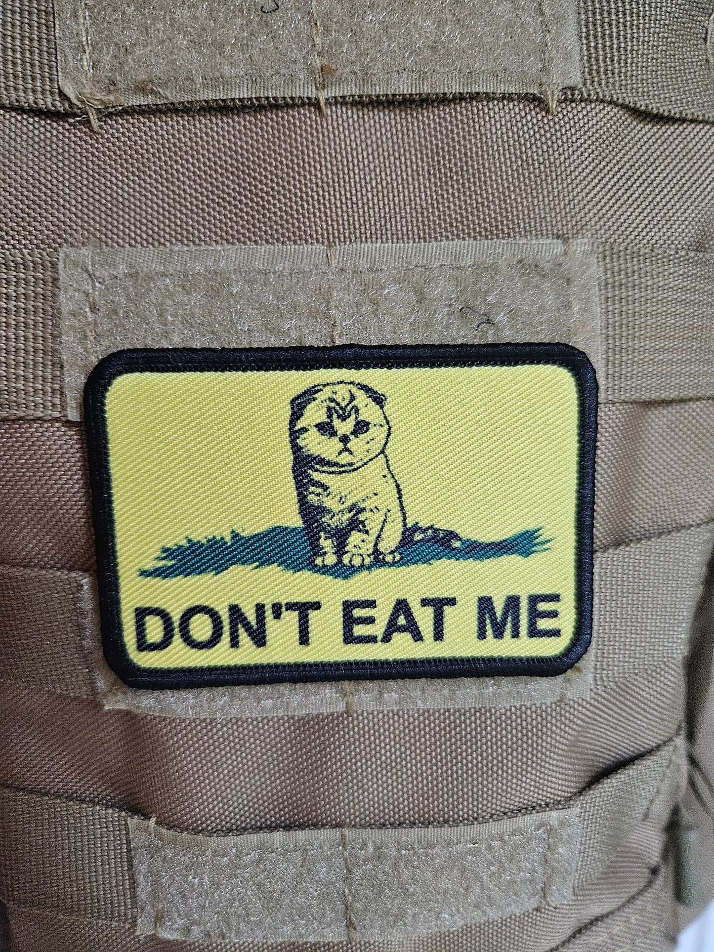 eating the cats kitten pet Gadsden flag meme 2"x3" removable morale patch with hook and loop backing