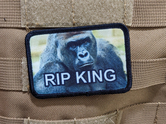 RIP KING Harambe meme 2"x3" morale patch with hook and loop backing removable