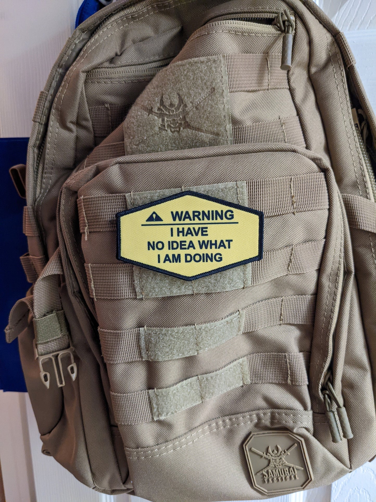 Warning I have no idea what I am doing meme 4"x2.5" hexagon morale patch with hook and loop backing
