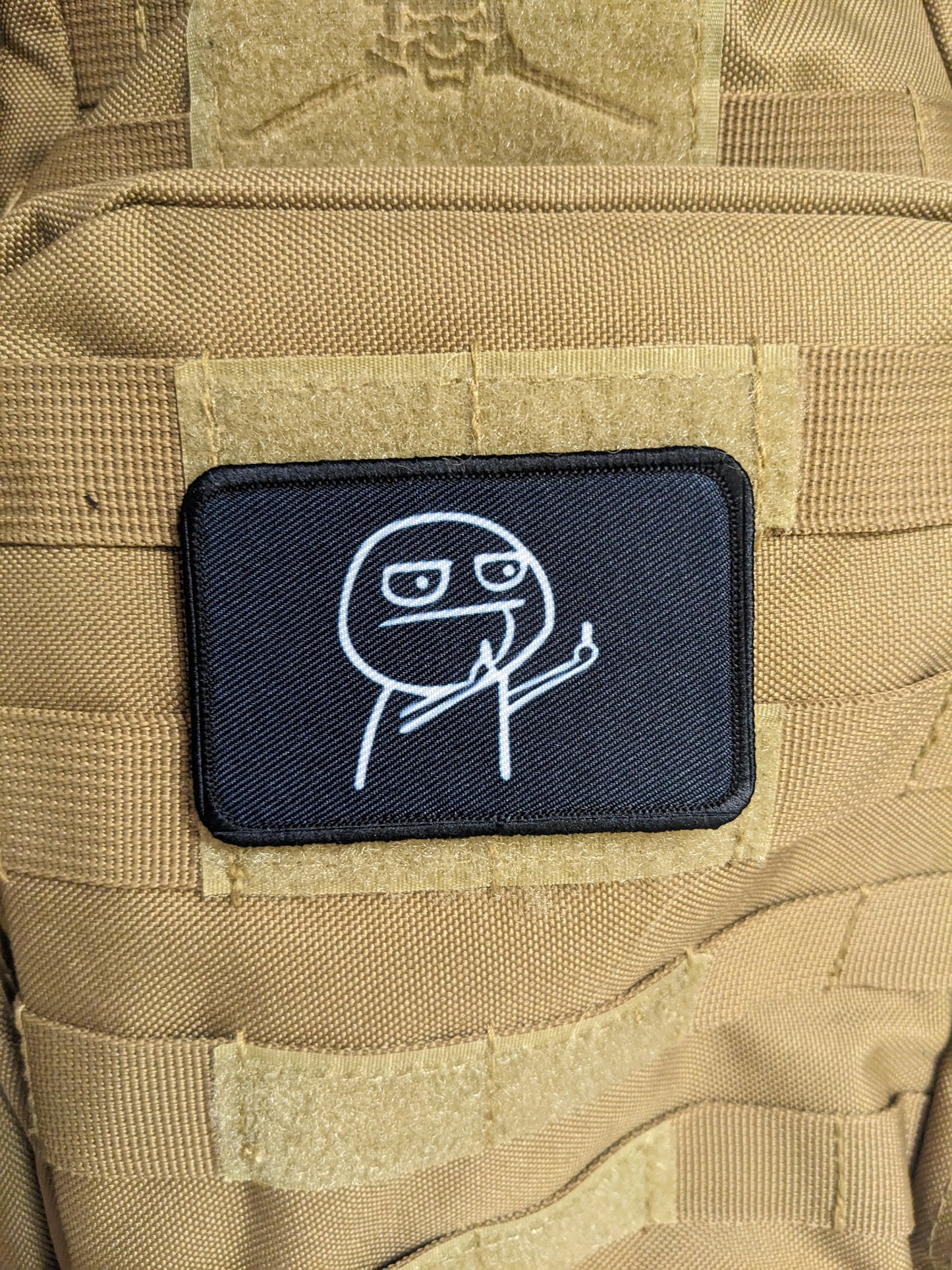 Double middle finger guy meme  2"x3" morale patch with hook and loop backing