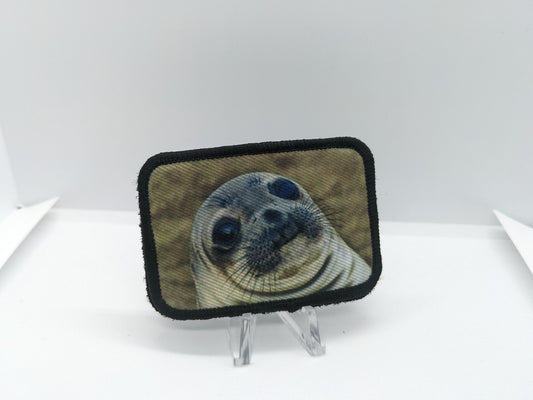 Awkward Seal meme 2"x3" morale patch with hook and loop backing removable