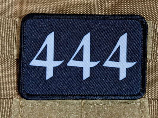 444 Angel Numbers good fortune follow the patch 2"x3" morale patch with hook and loop backing
