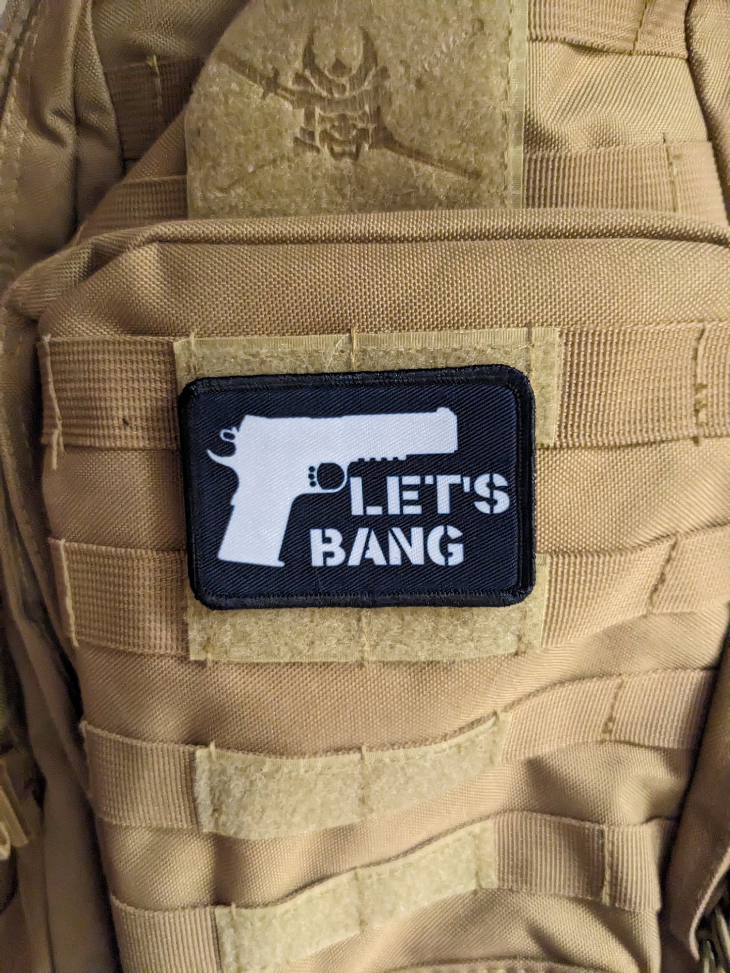 Let's  bang 1911 2nd amendment  meme 2"x3" morale patch with hook and loop backing
