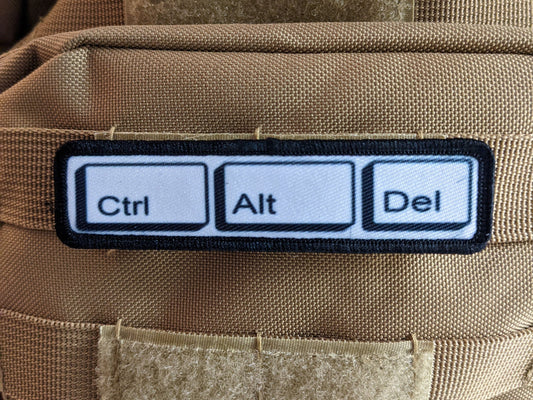 Ctrl alt del control alt delete 1"x4" removable morale patch with hook and loop backing good for back of operator hats