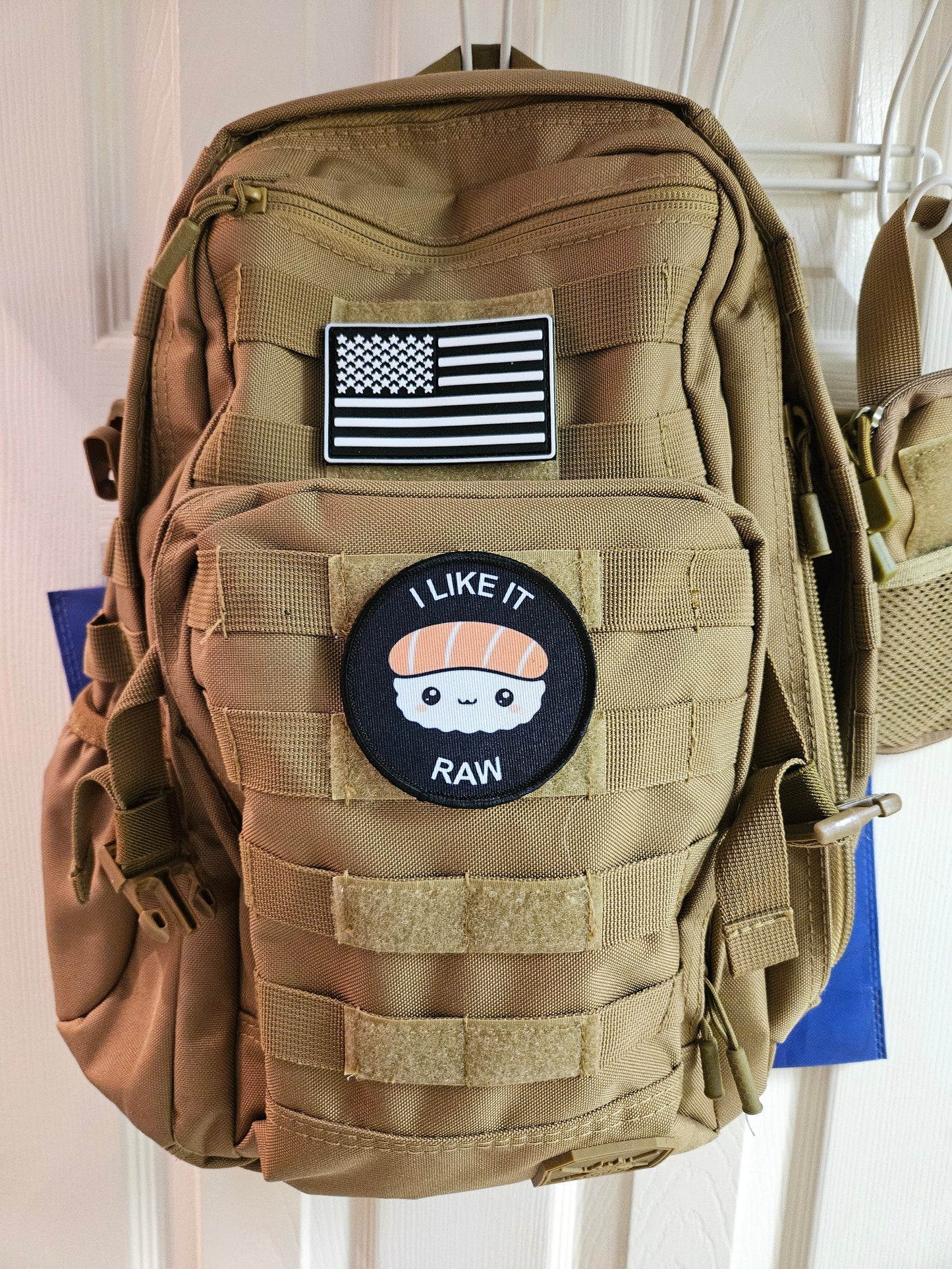 I like is raw sushi lover nigiri meme 3" circle removable morale patch with hook and loop backing