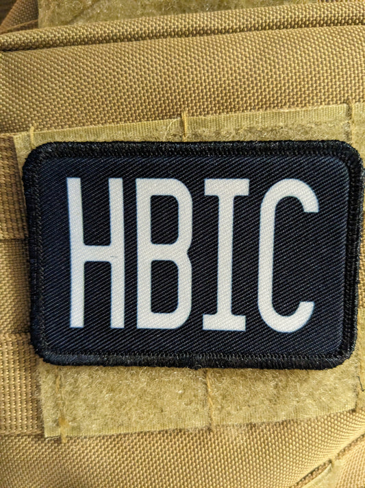 HBIC head bitch in charge 2"x3" morale patch with hook and loop backing