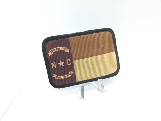North Carolina Flag tan  2"x3" morale patch with hook and loop for hat