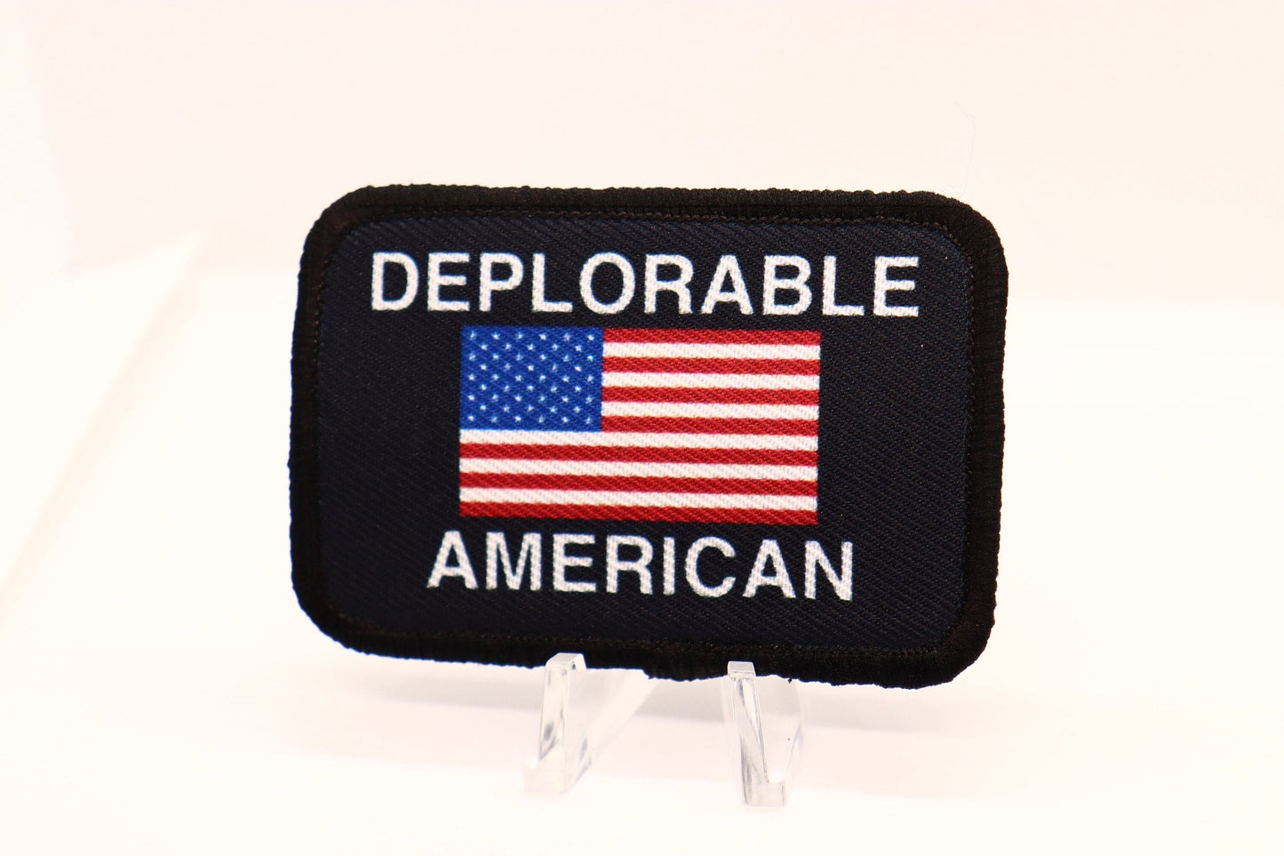 Deplorable American Trump MAGA Patriotic  2"x3" removable morale patch with hook and loop backing black