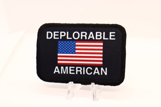 Deplorable American Trump MAGA Patriotic  2"x3" removable morale patch with hook and loop backing black