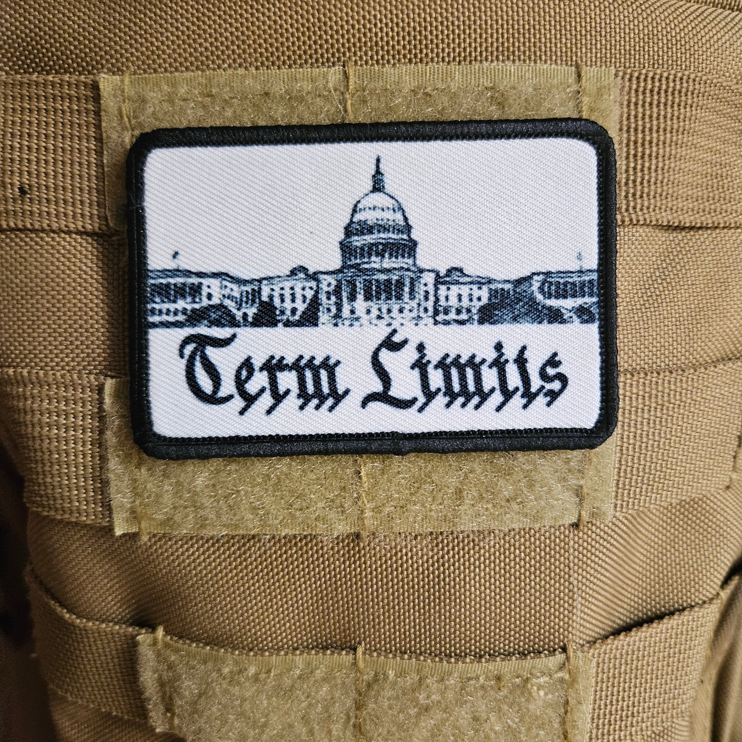 We need congressional  term limits meme  2"x3" removable morale patch with hook and loop backing