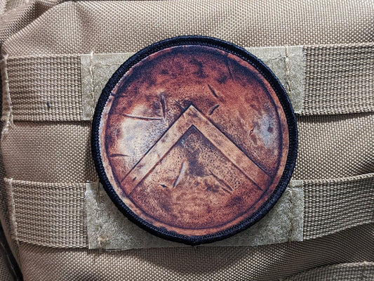 Spartan shield military army navy marines meme 3" circle morale patch with hook and loop backing