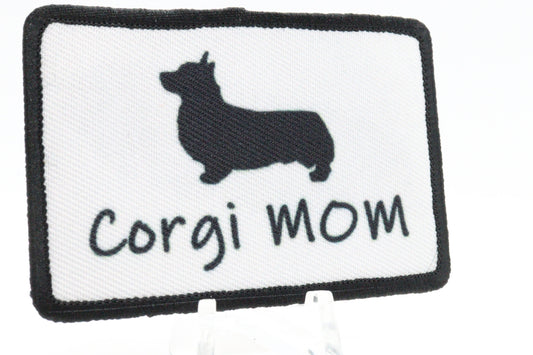 corgi mom 2"x3" morale patch with hook and loop backing