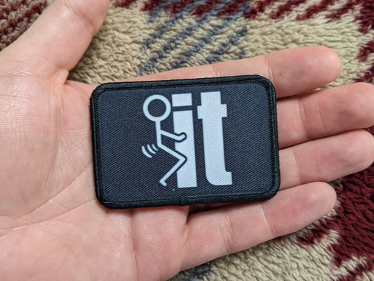 fuck it stick figure  funny removable patch 2"x3" morale patch with hook and loop backing