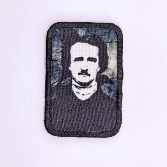 Edgar Allen Poe occult gothic horror removable patch 2"x3" morale patch with hook and loop backing