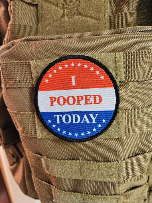 I pooped today meme 3" circle removable morale patch with hook and loop backing