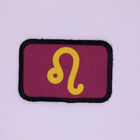 Leo sign zodiac 2"x3" morale patch with hook and loop backing