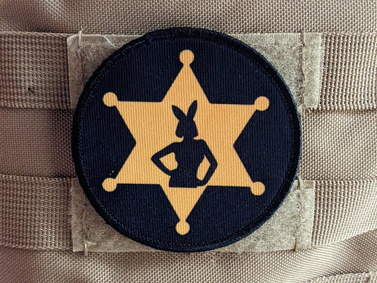 Badge bunny police wife girlfriend type 2  3" circle morale patch with hook and loop backing