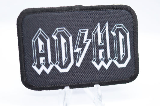 ADHD "AC/DC" parody funny meme 2"x3" morale patch with hook and loop backing