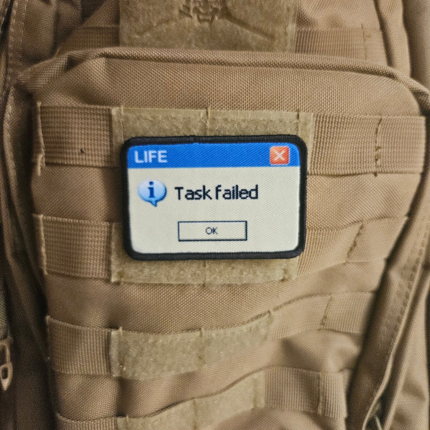 Failing at life computer error  2"x3" removable morale patch with hook and loop backing