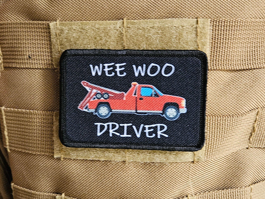 Tow truck repo Wee woo driver driver funny 2"x3" removable morale patch with hook and loop backing