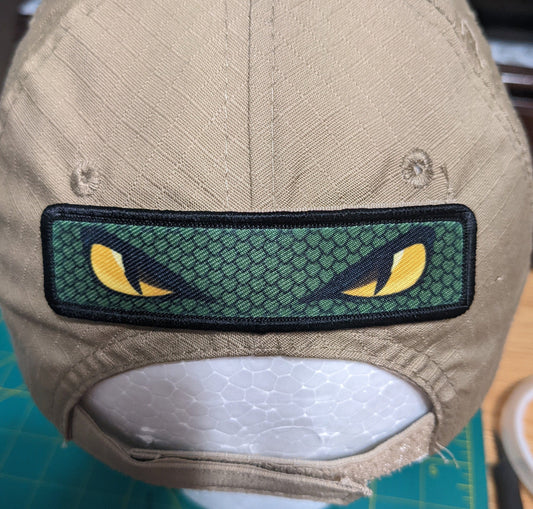 Snake eyes viper eyes 1"x4" removable morale patch with hook and loop backing good for back of operator hats