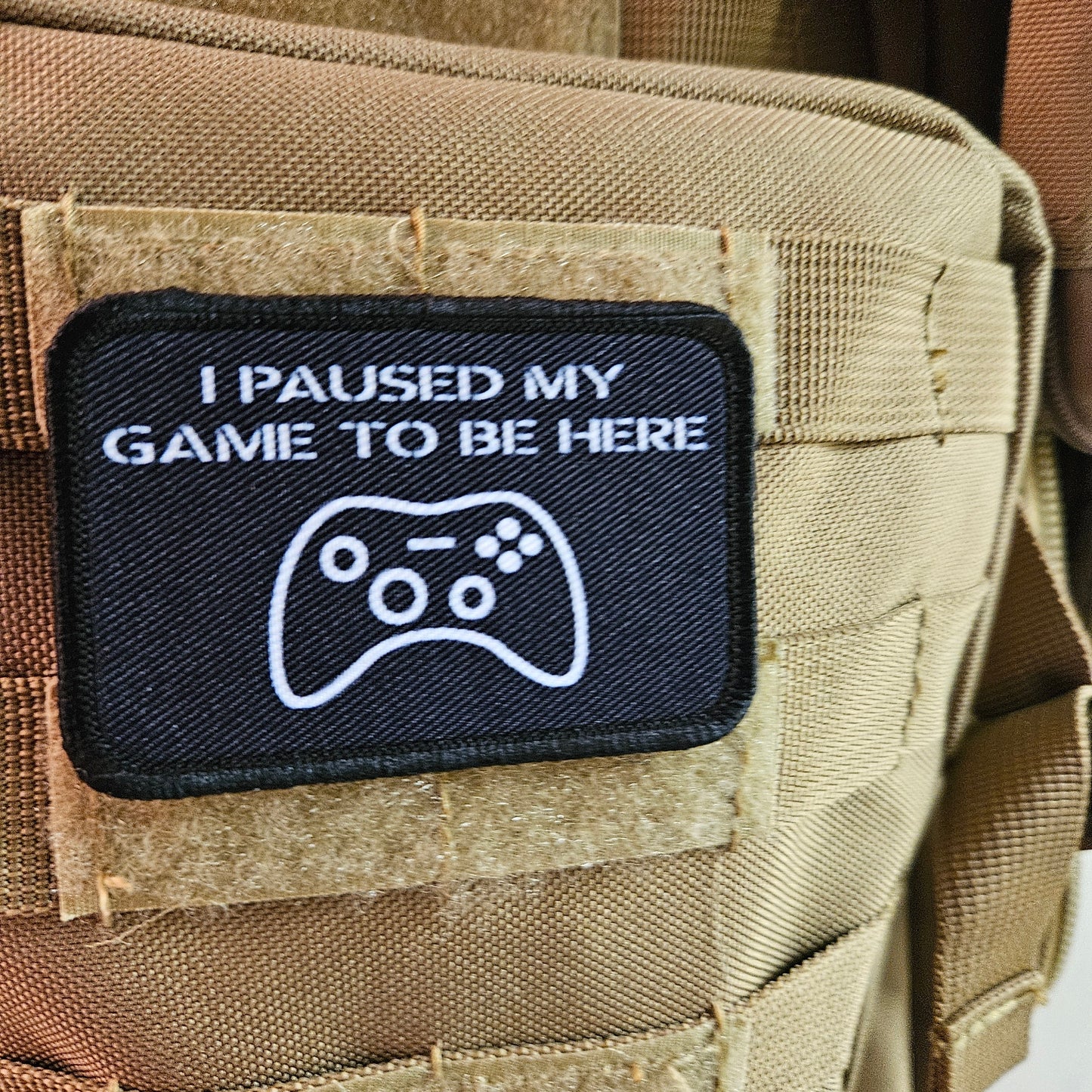 I paused my game to be here meme 2"x3" removable morale patch with hook and loop backing
