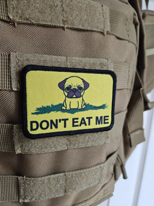 eating the dogs pug pet Gadsden flag meme 2"x3" removable morale patch with hook and loop backing