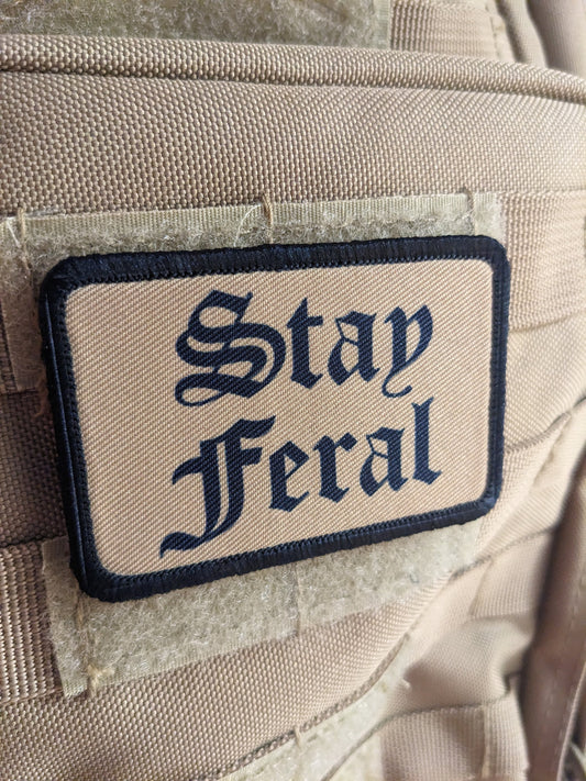 Feral girls and boys meme 2"x3" morale patch with hook and loop backing