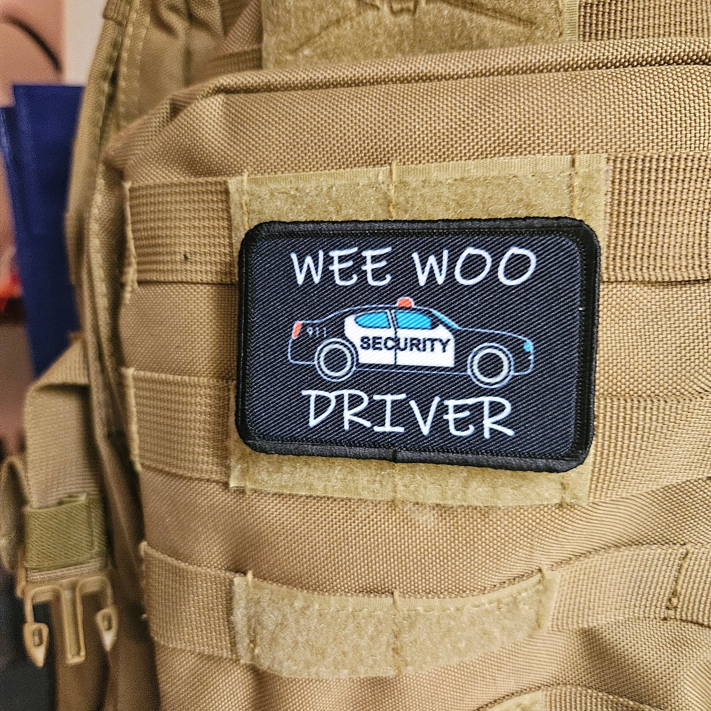 Security Wee woo driver sheriff department car driver funny  2"x3" removable morale patch with hook and loop backing