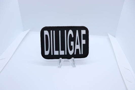 Do I Look Like I Give A Fuck DILLIGAF removable patch 2"x3" morale patch with hook and loop backing