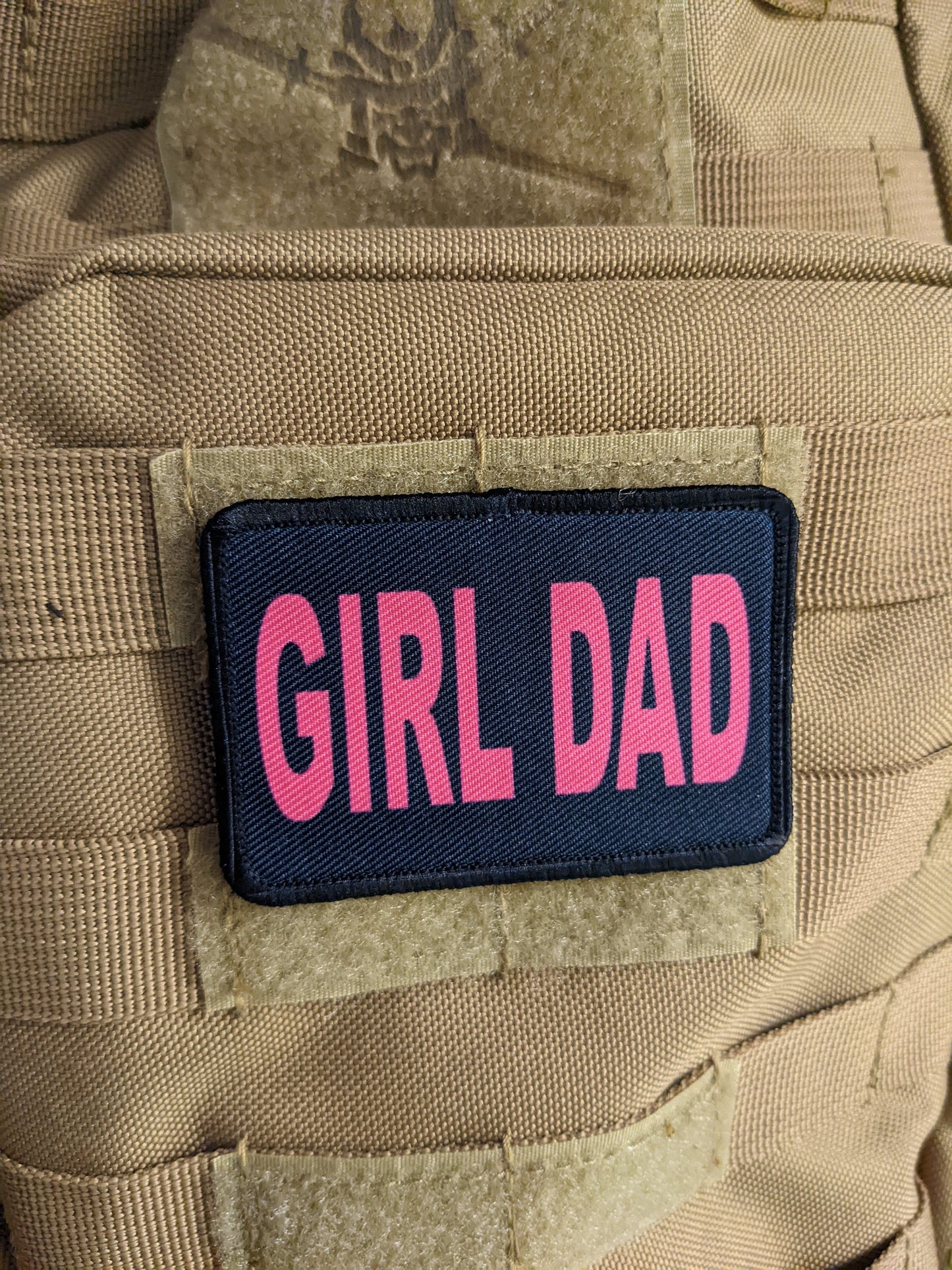 Girl Dad funny parenting joke 2"x3" morale patch with hook and loop backing