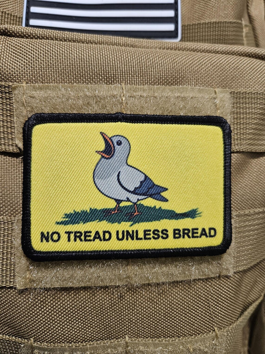 no tread unless bread pigeon Gadsden flag meme  2"x3" removable morale patch with hook and loop backing